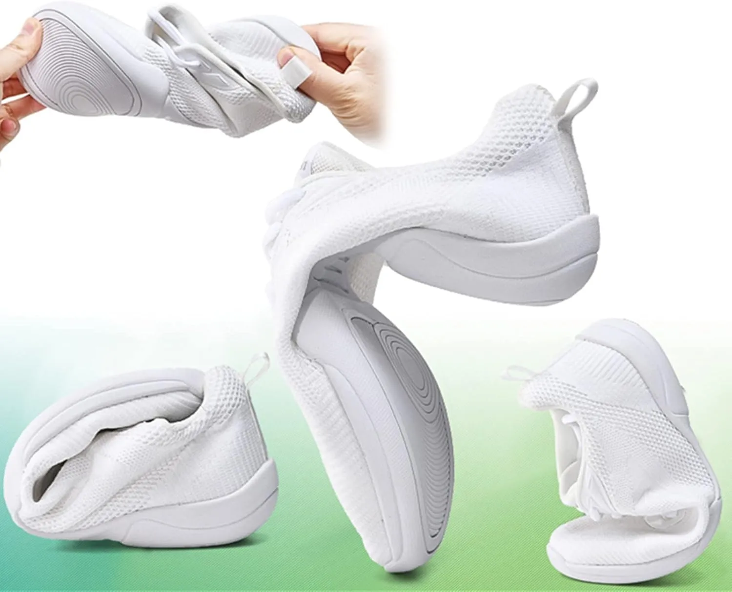 DADAWEN Adult & Youth White Cheerleading Dance Shoes Athletic Training Lightweight Competition Tennis Sneakers Cheer Shoes