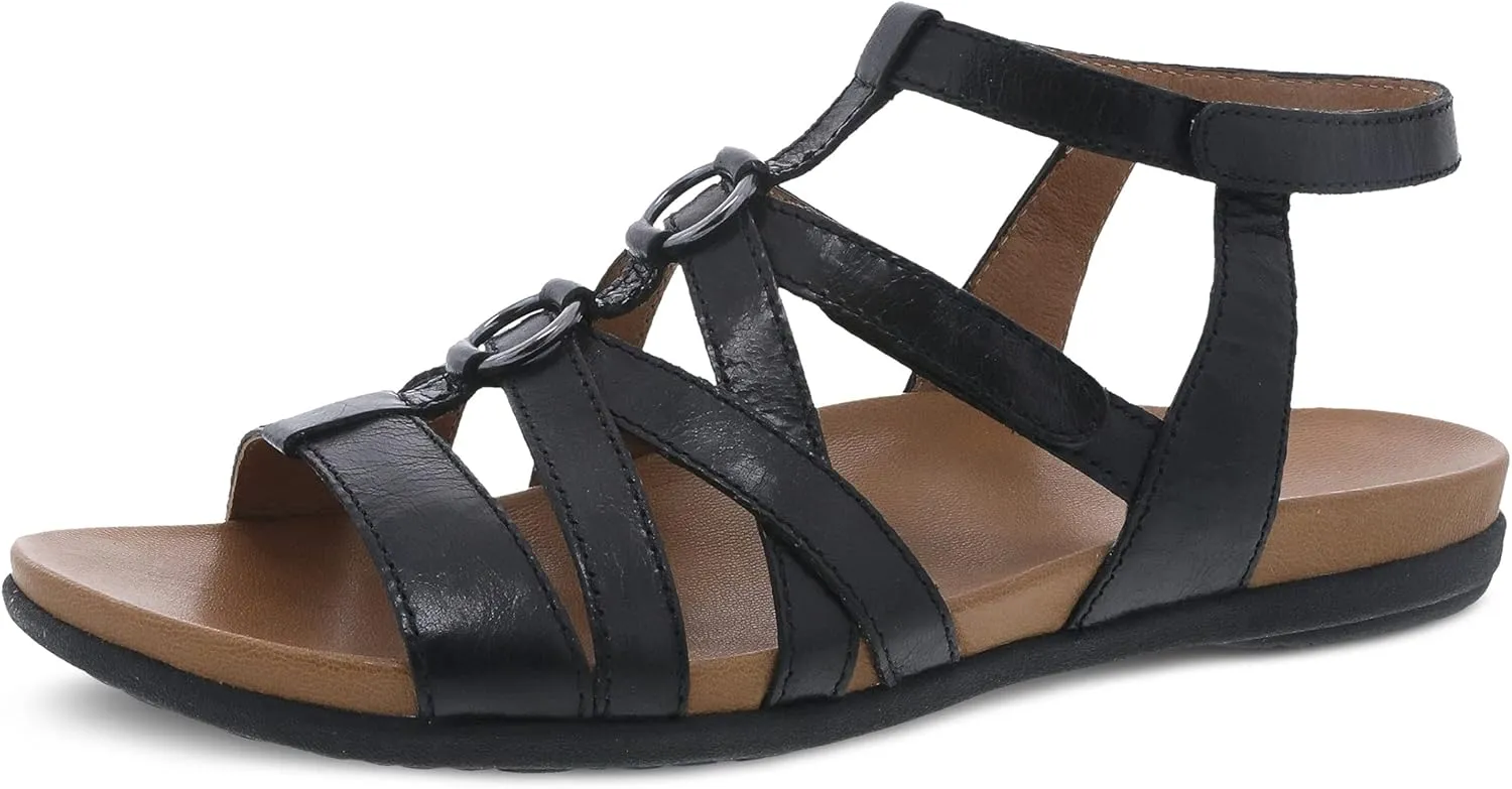 Dansko Jolene Adjustable Gladiator Sandal for Women – Leather Linings and Uppers for All-Day Comfort – Dual Density EVA Footbed and Lightweight Rubber Outsole for Long-Lasting Wear