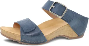 Dansko Tanya Slip-On Wedge Sandal for Women – Cushioned, Contoured Footbed for All-Day Comfort and Support – Hook & Loop Strap with Buckle Detail – Lightweight Rubber Outsole