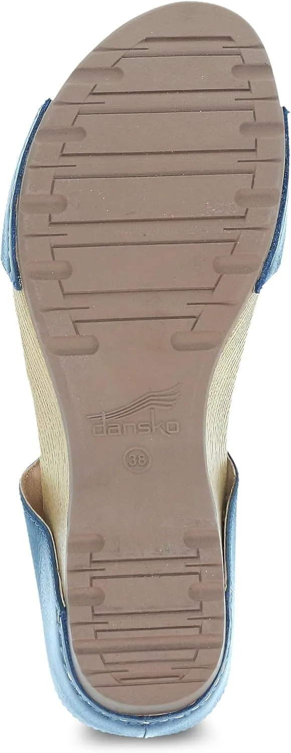 Dansko Tanya Slip-On Wedge Sandal for Women – Cushioned, Contoured Footbed for All-Day Comfort and Support – Hook & Loop Strap with Buckle Detail – Lightweight Rubber Outsole