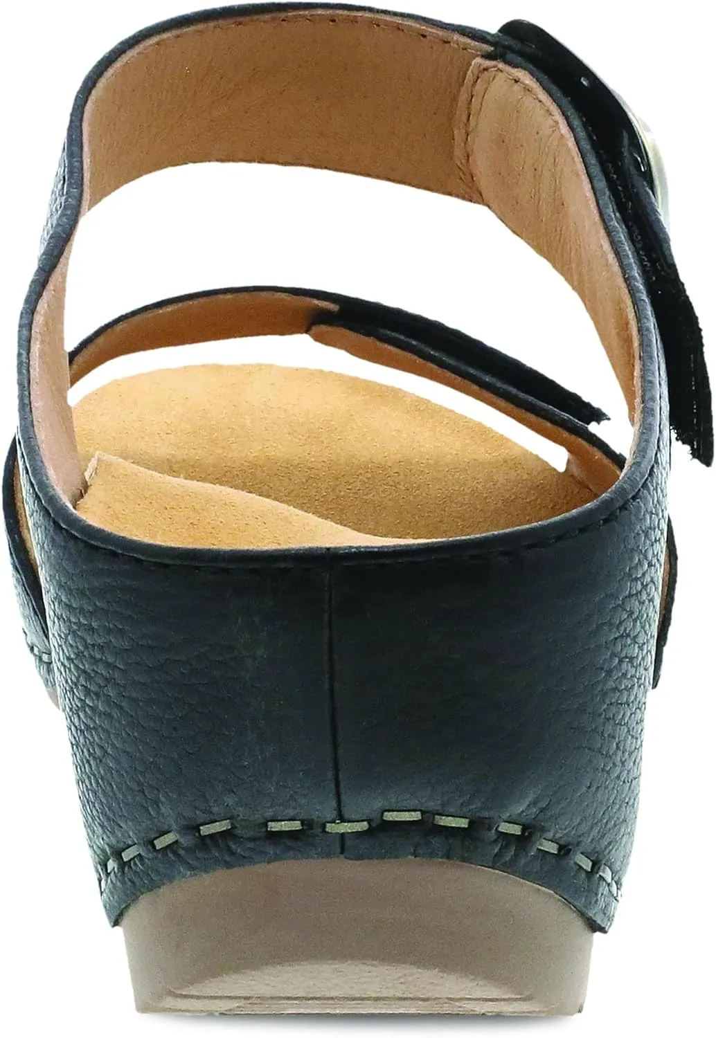 Dansko Tanya Slip-On Wedge Sandal for Women – Cushioned, Contoured Footbed for All-Day Comfort and Support – Hook & Loop Strap with Buckle Detail – Lightweight Rubber Outsole