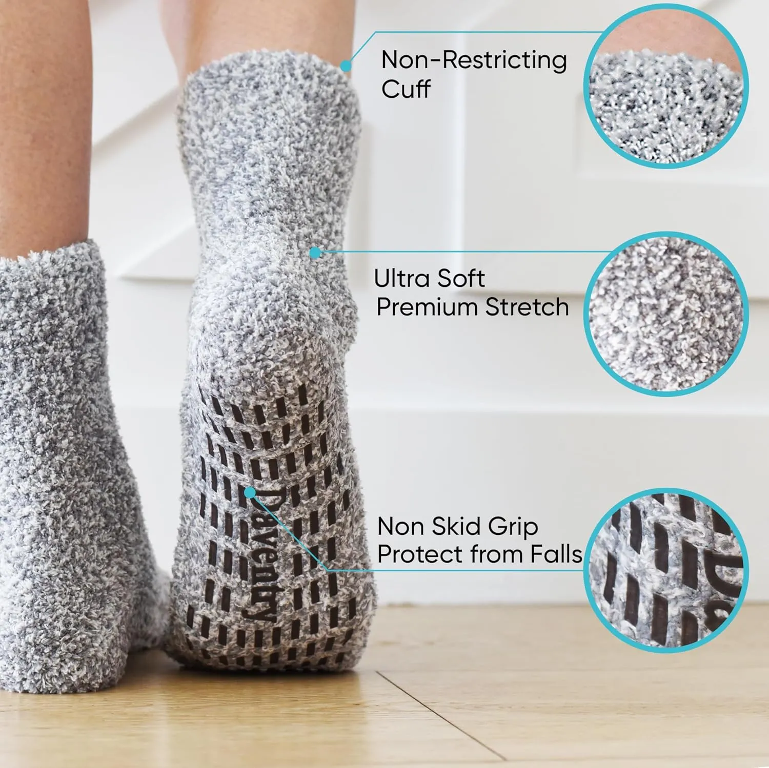 Daventry Thick Fuzzy Grippy Socks for Women and Men | Slipper Socks for Women | No Slip Non Skid Grip