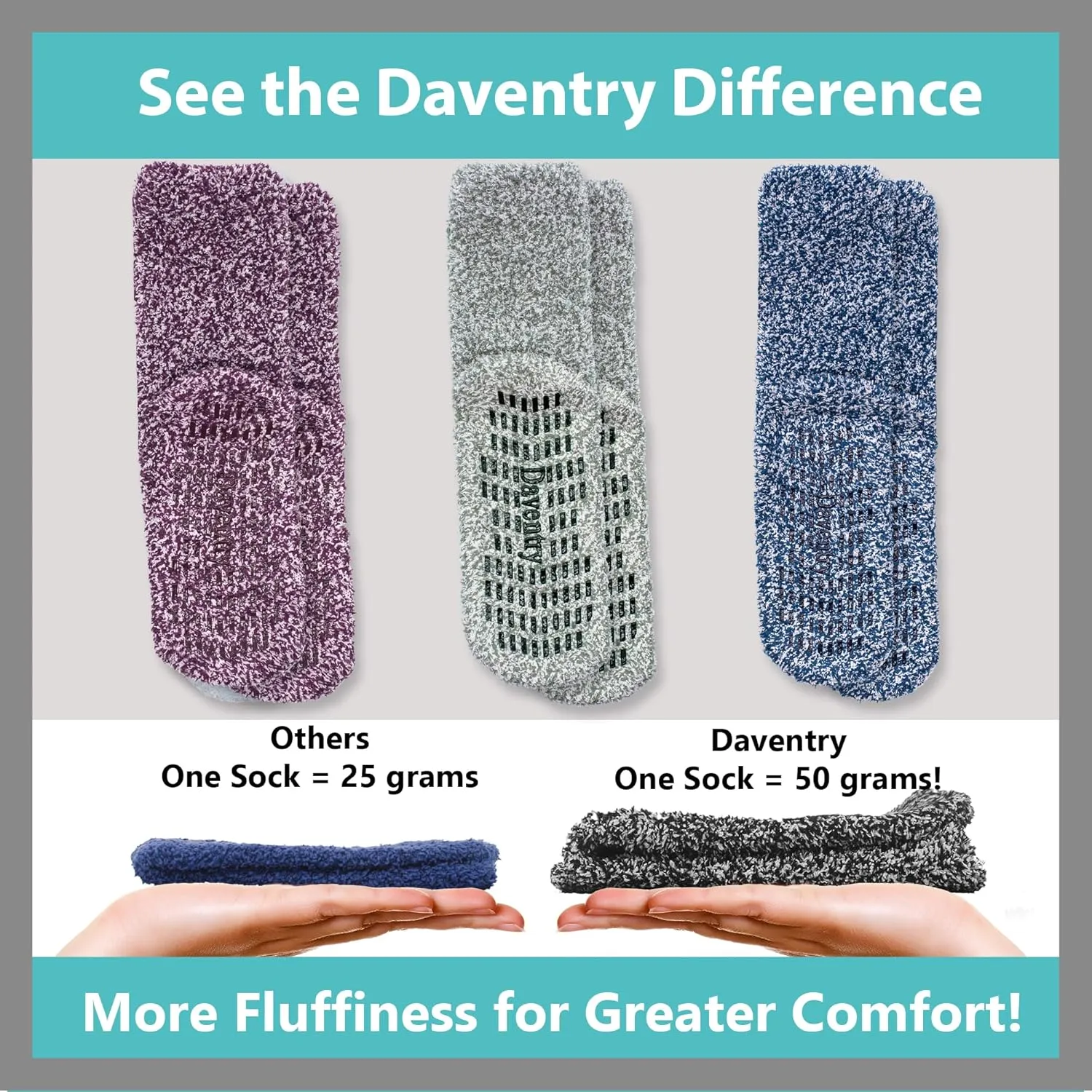 Daventry Thick Fuzzy Grippy Socks for Women and Men | Slipper Socks for Women | No Slip Non Skid Grip