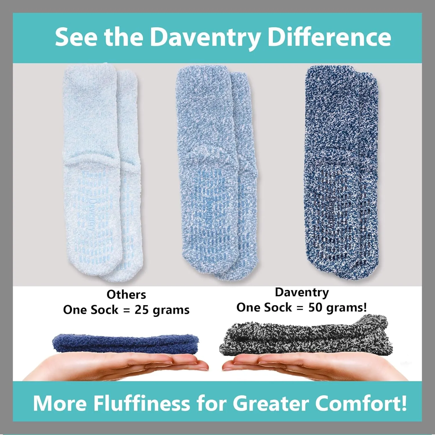 Daventry Thick Fuzzy Grippy Socks for Women and Men | Slipper Socks for Women | No Slip Non Skid Grip