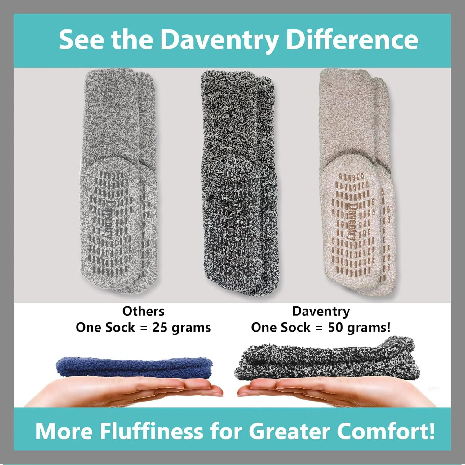 Daventry Thick Fuzzy Grippy Socks for Women and Men | Slipper Socks for Women | No Slip Non Skid Grip