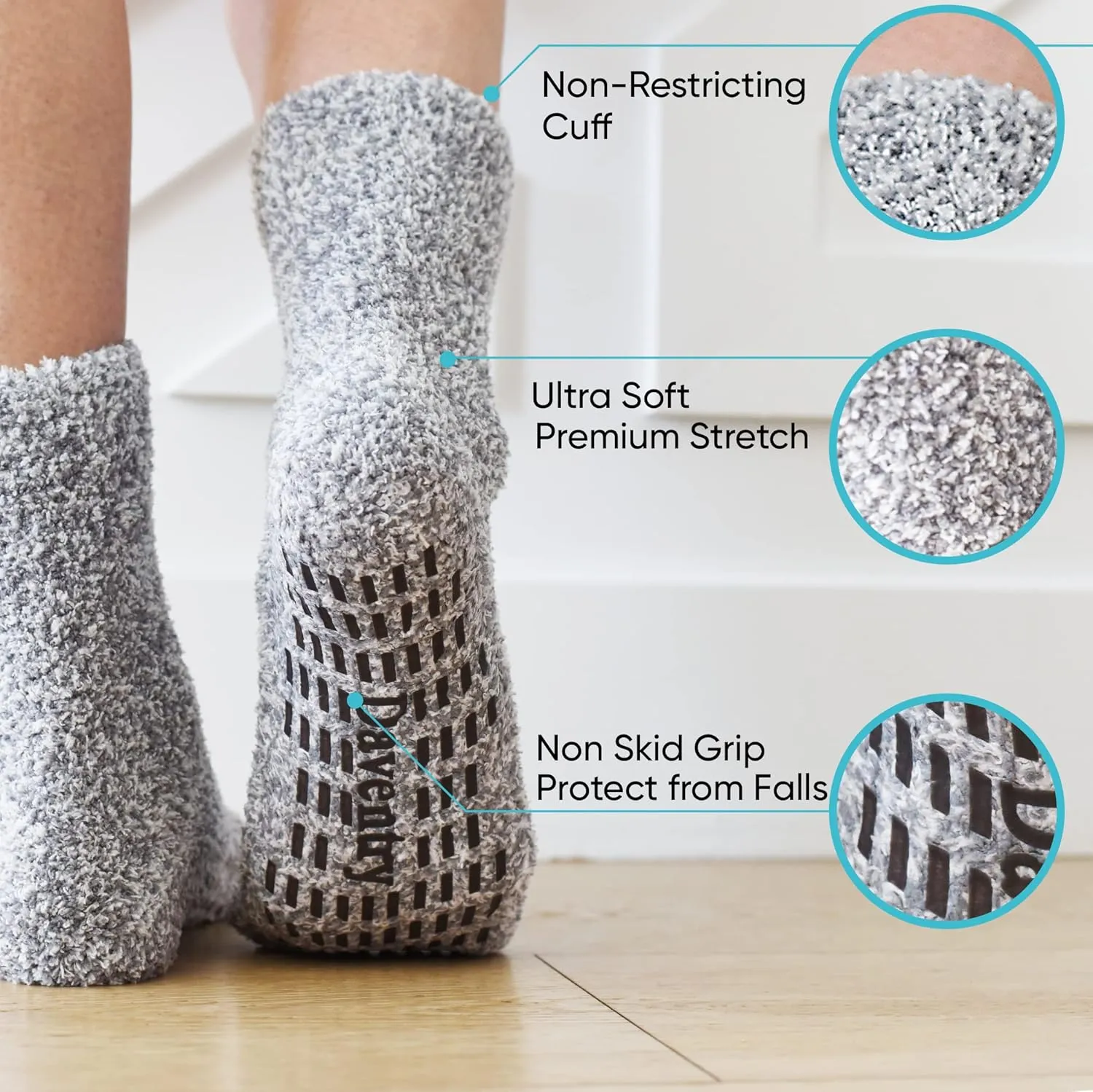 Daventry Thick Fuzzy Grippy Socks for Women and Men | Slipper Socks for Women | No Slip Non Skid Grip