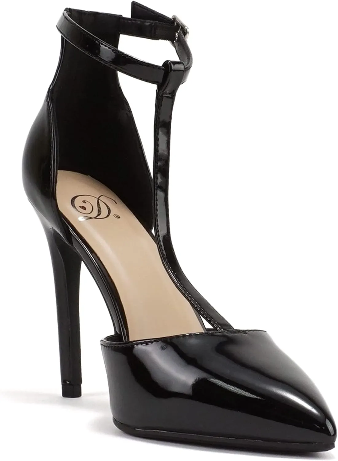 Delicious “ANYA” ~ Women Pointed Toe Closed Back Counter T-Strap Stiletto High Heel Pump Shoe