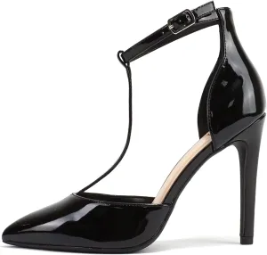Delicious “ANYA” ~ Women Pointed Toe Closed Back Counter T-Strap Stiletto High Heel Pump Shoe