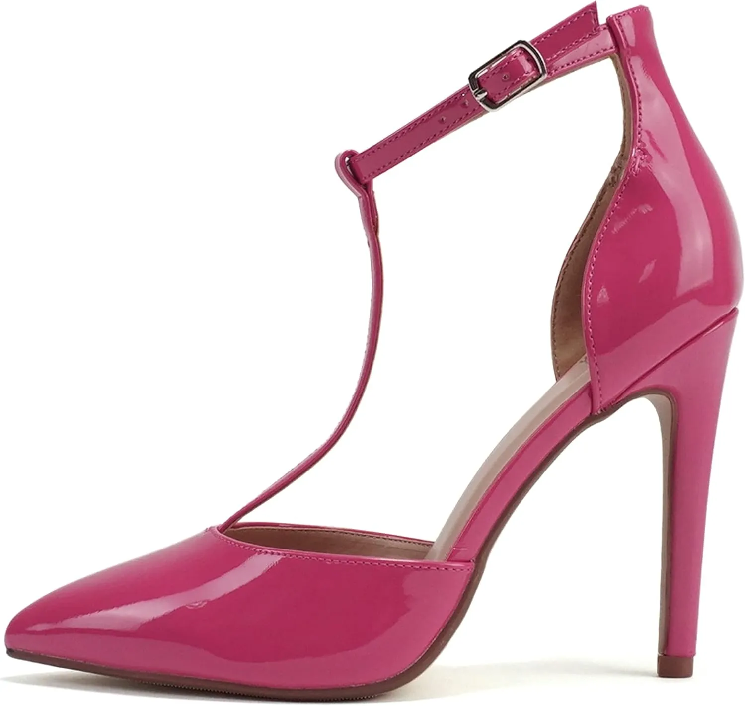 Delicious “ANYA” ~ Women Pointed Toe Closed Back Counter T-Strap Stiletto High Heel Pump Shoe