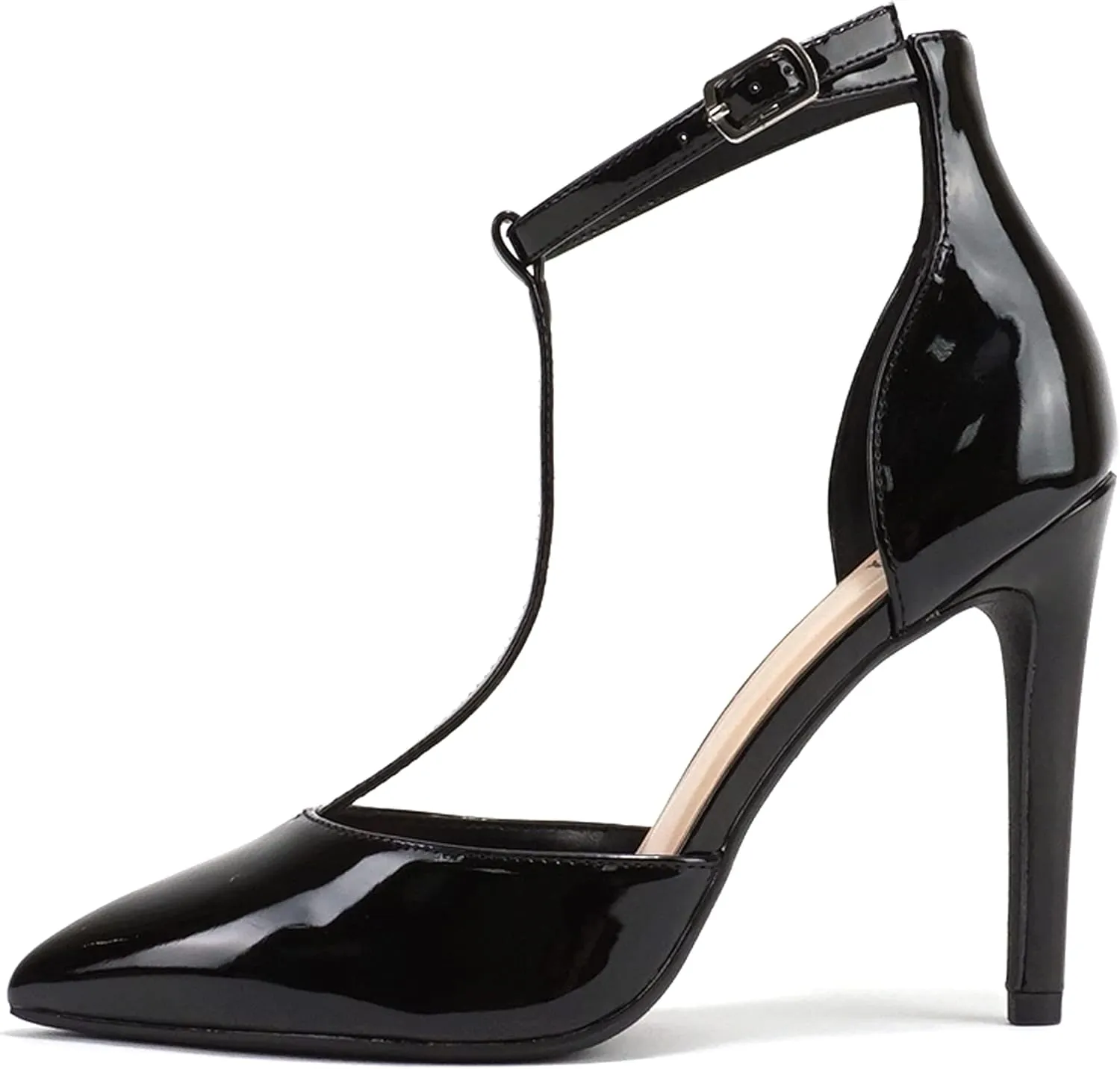 Delicious “ANYA” ~ Women Pointed Toe Closed Back Counter T-Strap Stiletto High Heel Pump Shoe