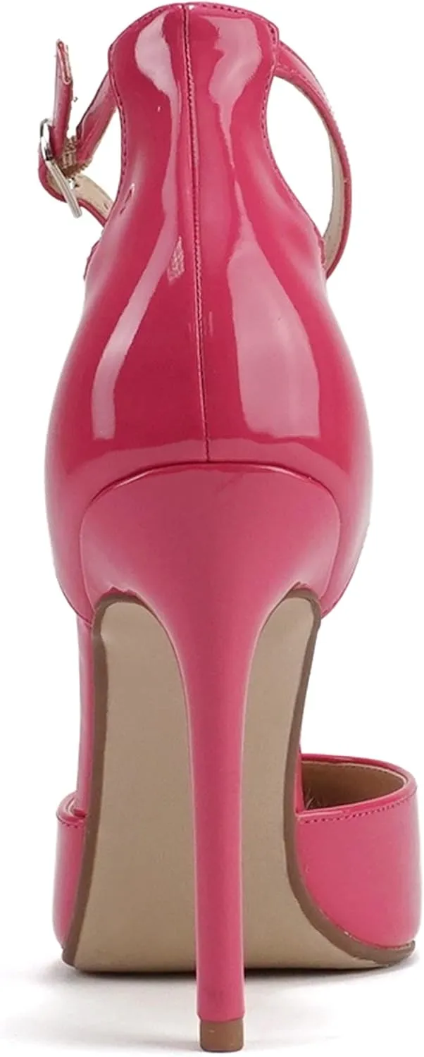 Delicious “ANYA” ~ Women Pointed Toe Closed Back Counter T-Strap Stiletto High Heel Pump Shoe