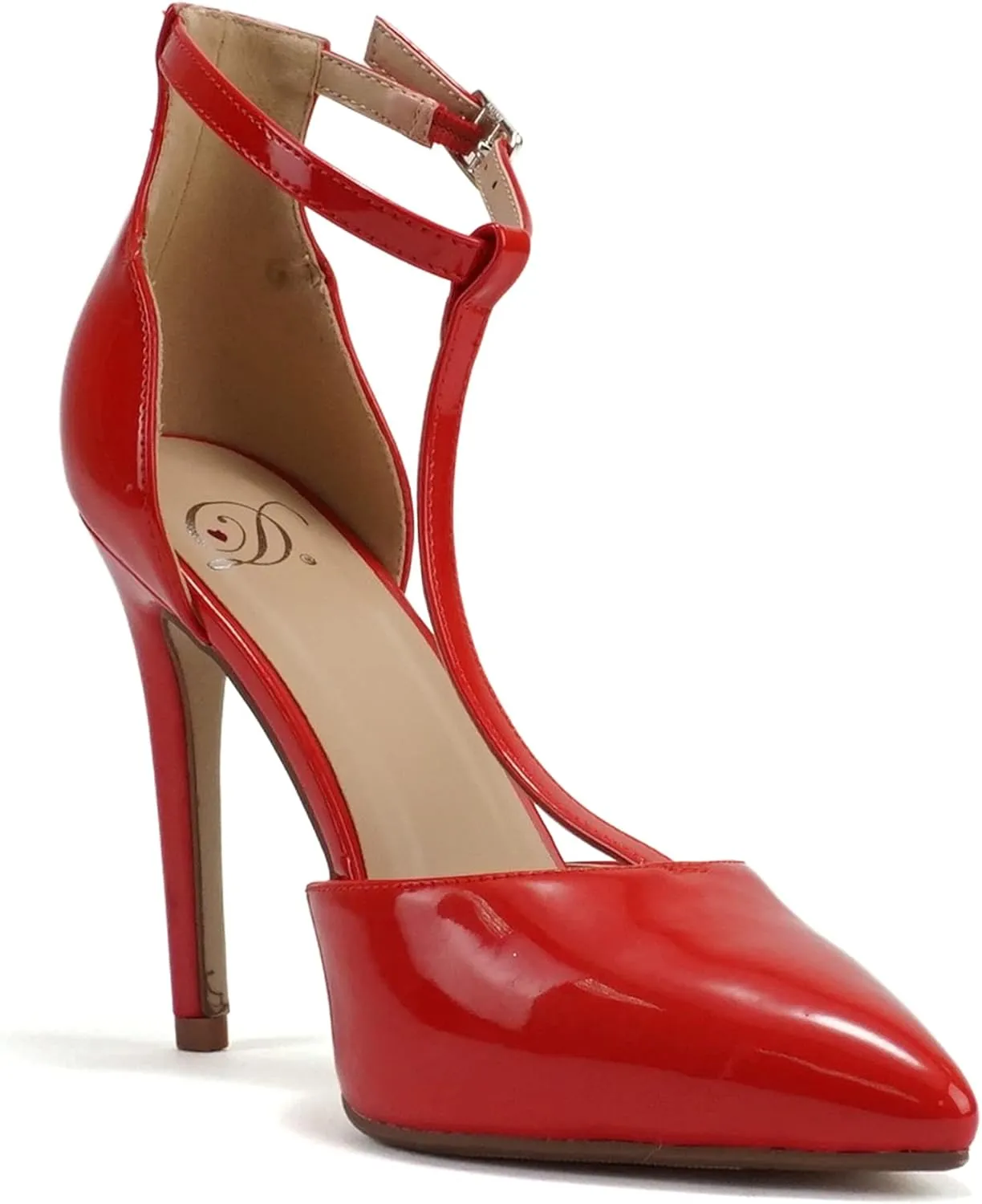 Delicious “ANYA” ~ Women Pointed Toe Closed Back Counter T-Strap Stiletto High Heel Pump Shoe