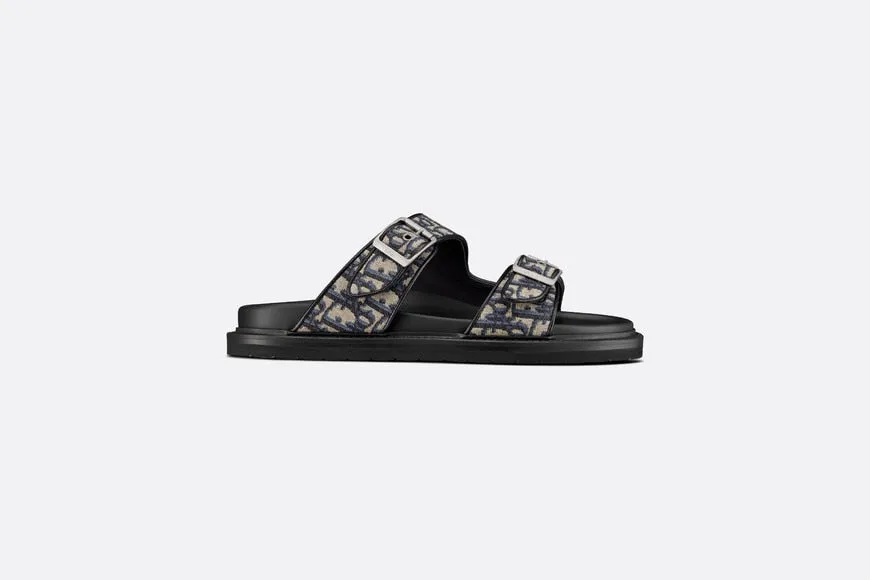 Dior Aqua Sandal • Beige and Black Dior Oblique Jacquard