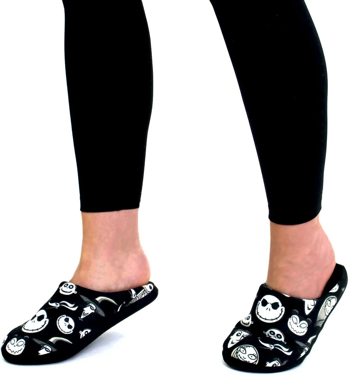 Disney The Nightmare Before Christmas Jack Sally Adult Women's Scuff Slide On Slippers