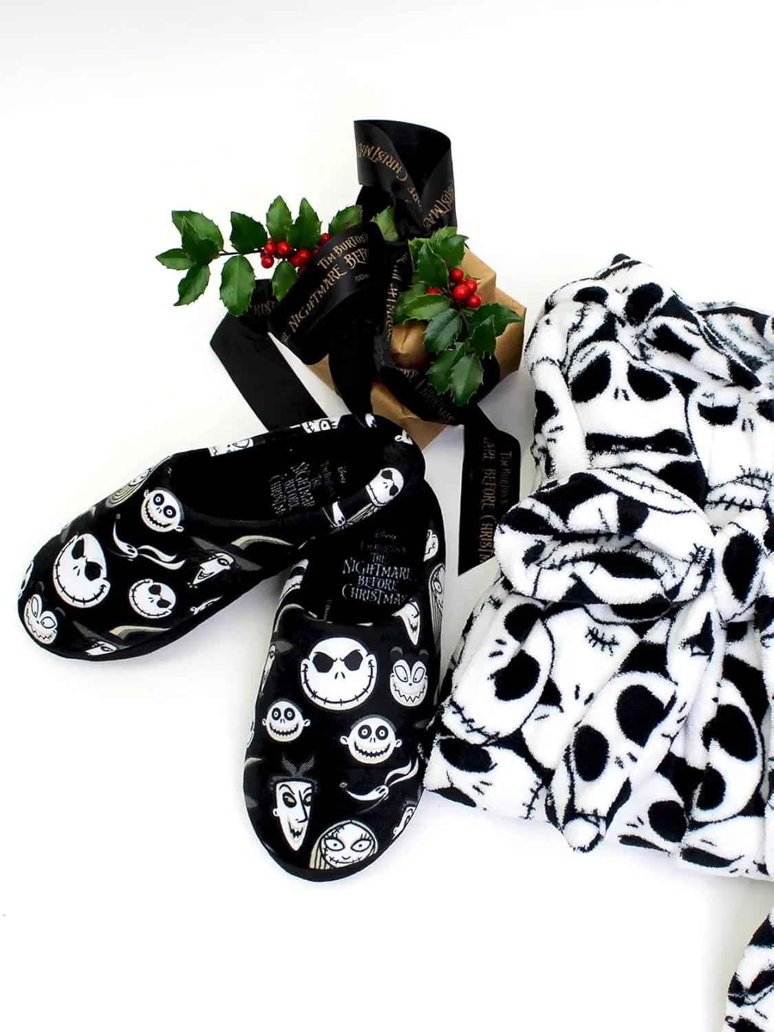 Disney The Nightmare Before Christmas Jack Sally Adult Women's Scuff Slide On Slippers
