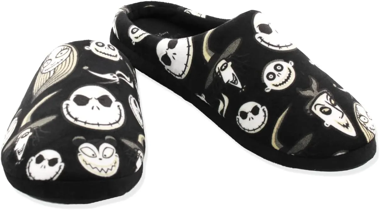 Disney The Nightmare Before Christmas Jack Sally Adult Women's Scuff Slide On Slippers