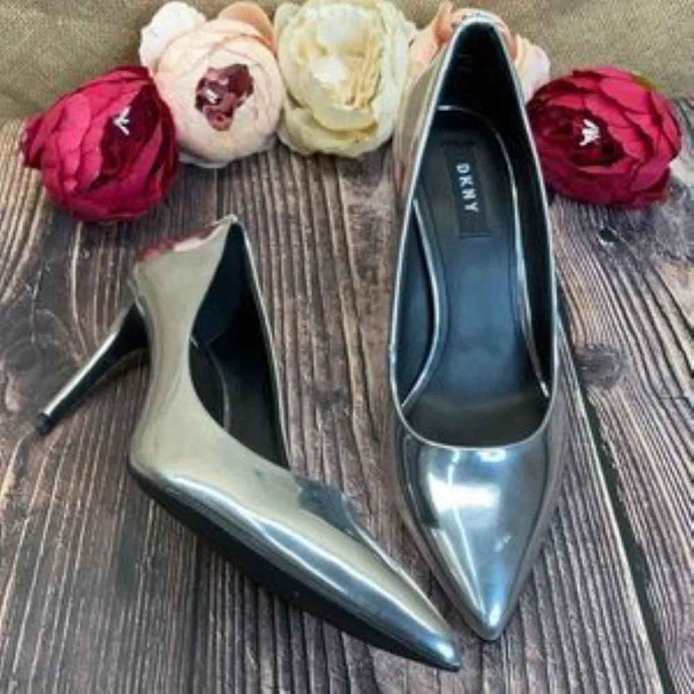 DKNY Silver Letty Pumps  8M