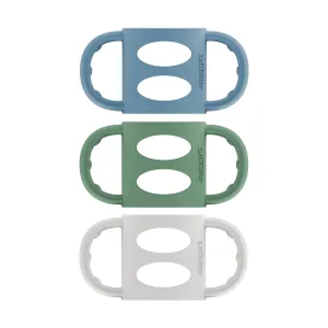 Dr. Brown’s Milestones 100% Silicone Baby Bottle Handles, Narrow, Blue, Green, Gray, 3 Pack, 4m 