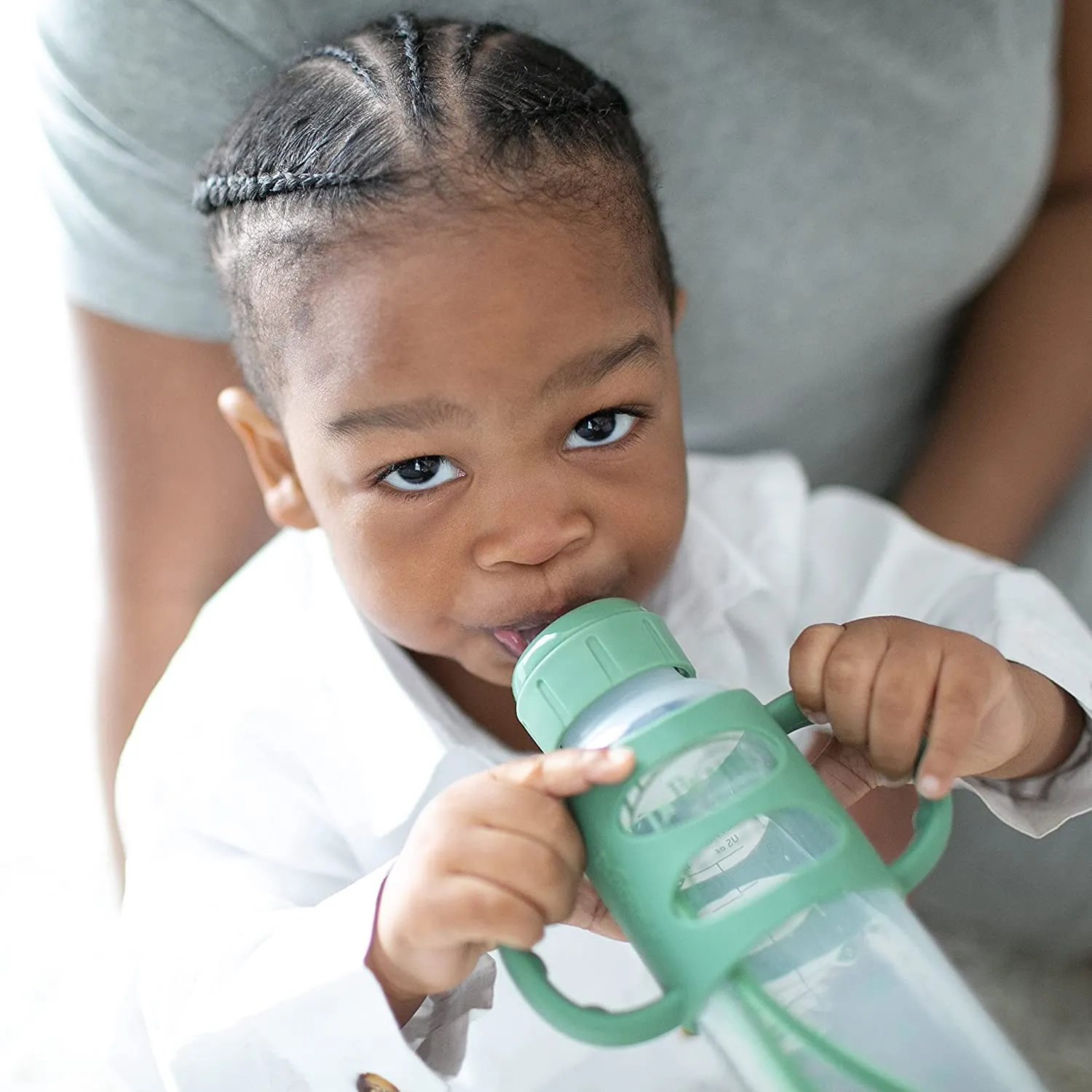 Dr. Brown’s Milestones 100% Silicone Baby Bottle Handles, Narrow, Blue, Green, Gray, 3 Pack, 4m 