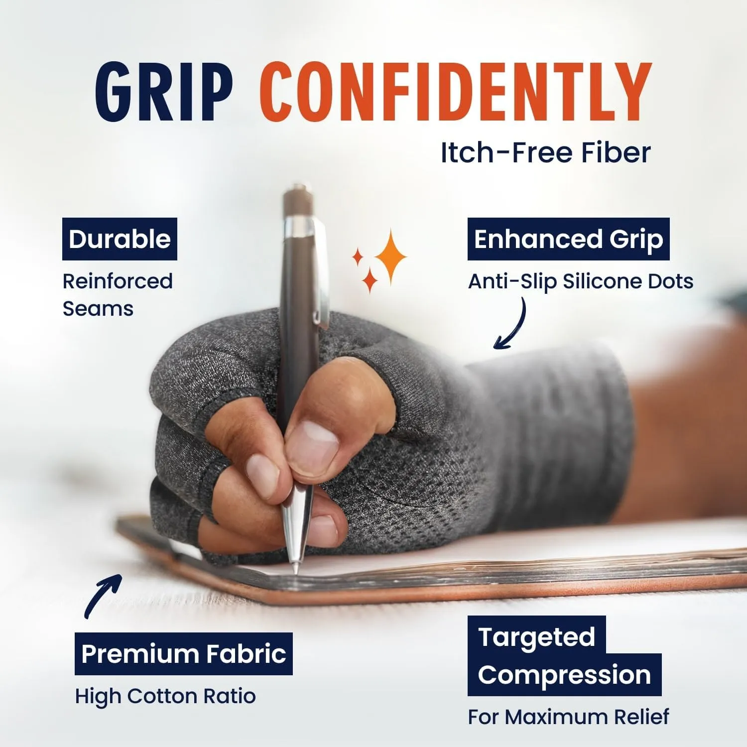 Dr. Frederick's Original Grippy Arthritis Gloves for Women & Men - Anti-Slip Compression Gloves for Arthritis Pain Relief - Large