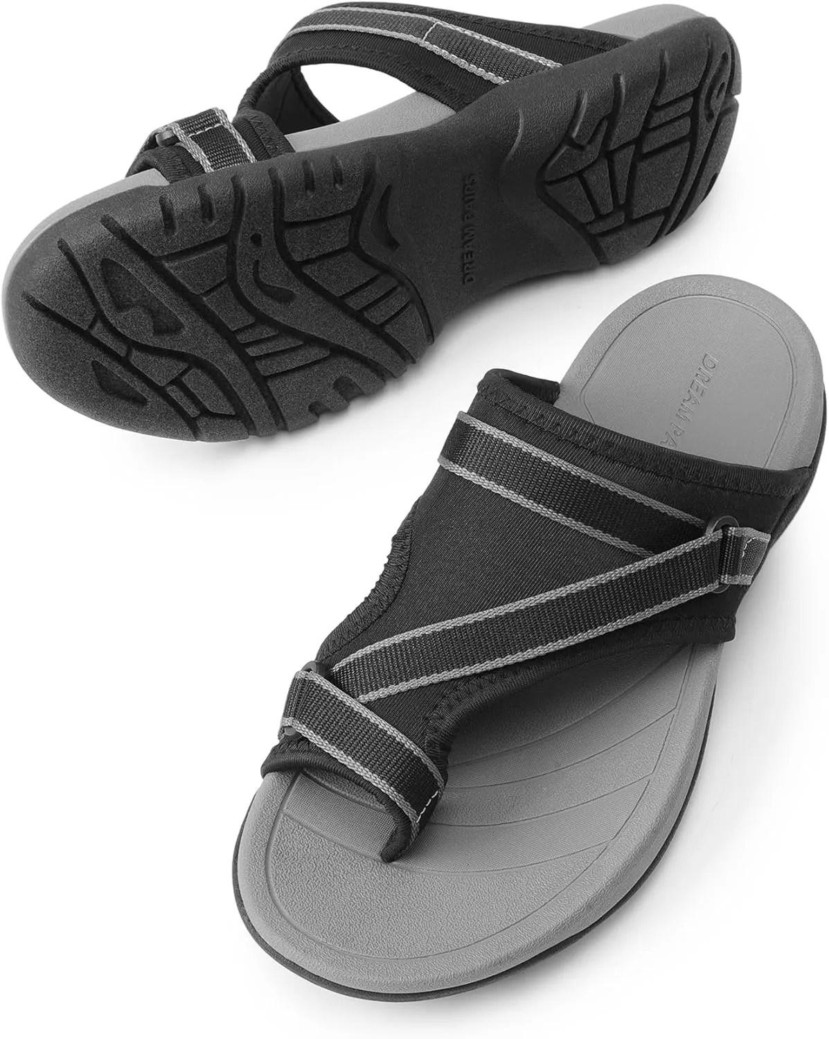 DREAM PAIRS Women's Athletic Sport Walking Slide Sandals Split-toe Beach Comfort Hiking Casual Outdoor Water Slip On Summer Shoes