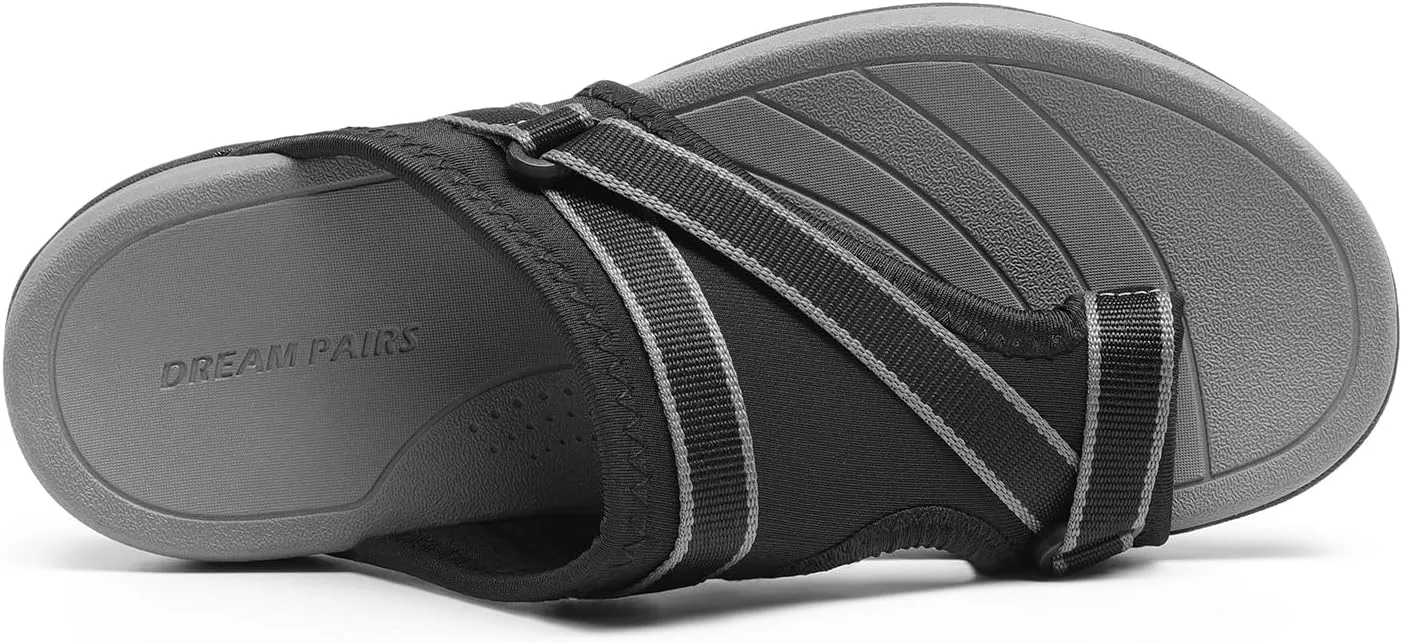 DREAM PAIRS Women's Athletic Sport Walking Slide Sandals Split-toe Beach Comfort Hiking Casual Outdoor Water Slip On Summer Shoes