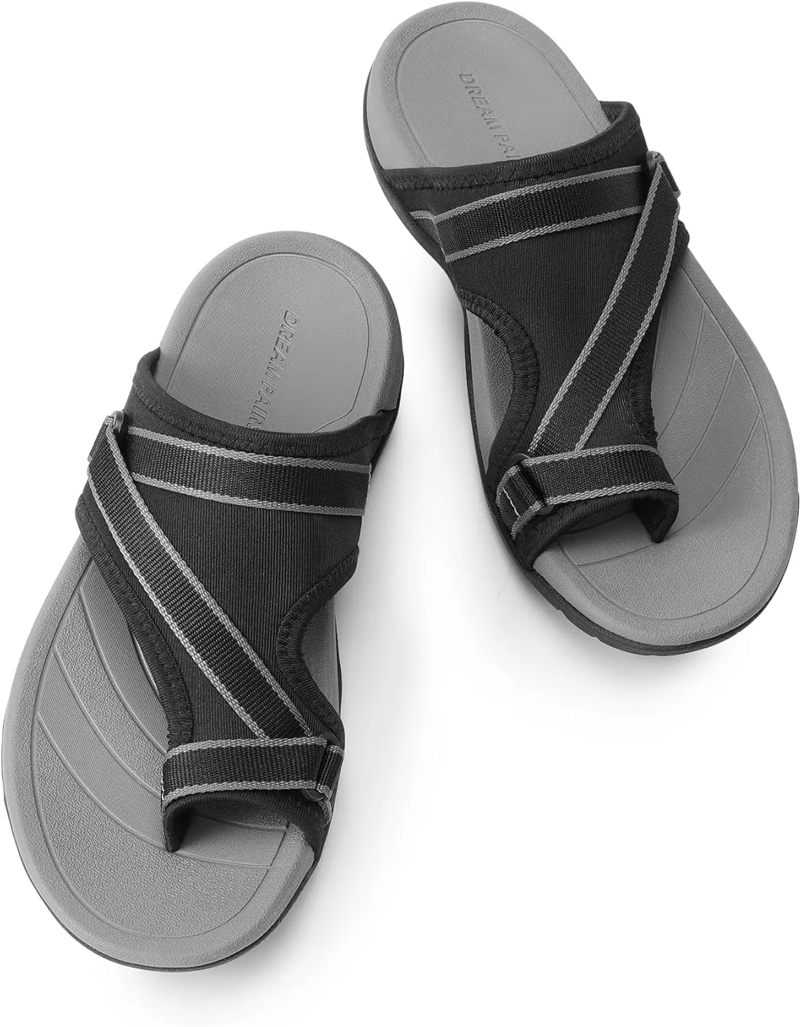 DREAM PAIRS Women's Athletic Sport Walking Slide Sandals Split-toe Beach Comfort Hiking Casual Outdoor Water Slip On Summer Shoes