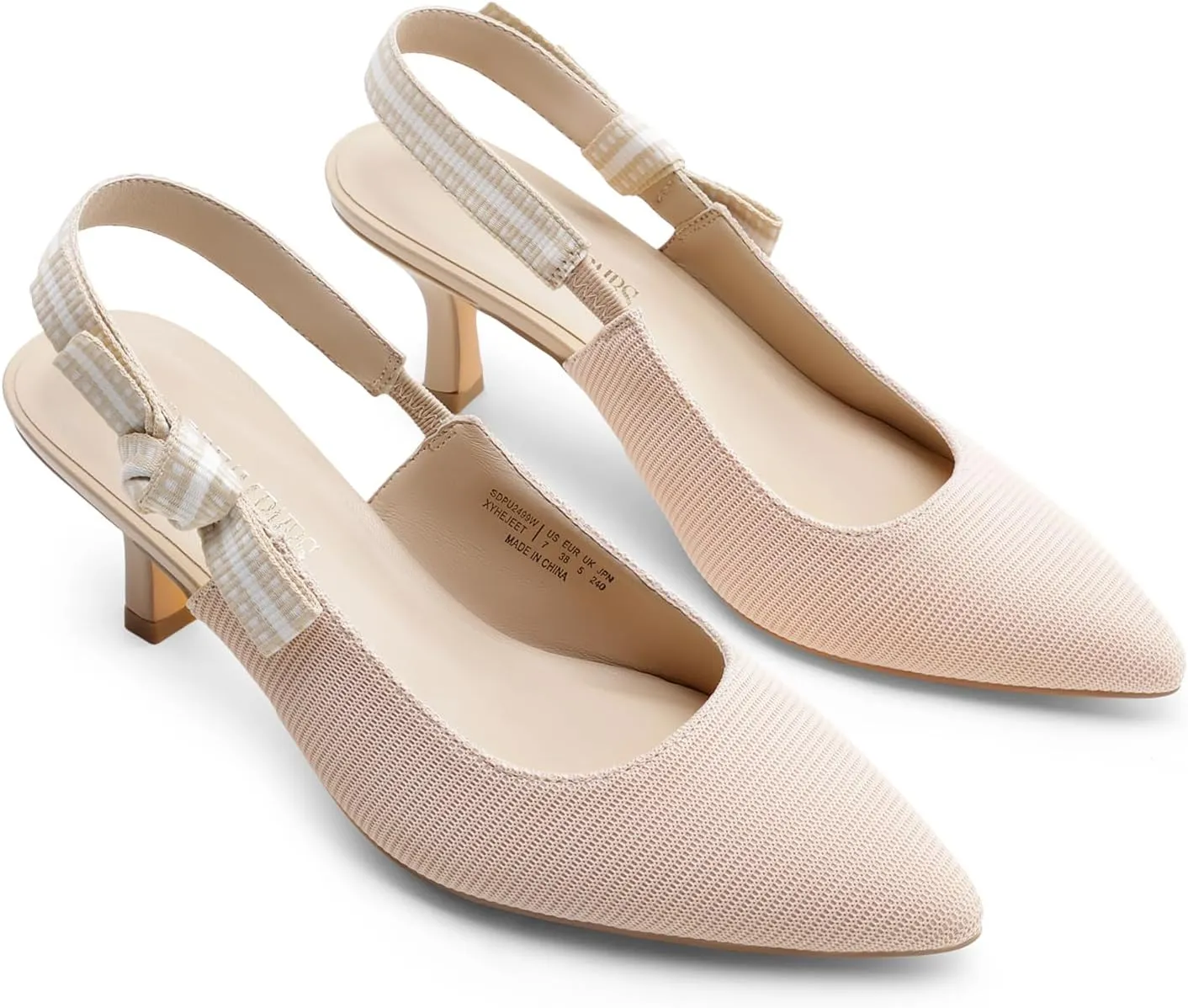 DREAM PAIRS Women's Kitten Heels Slingback Closed Toe Low Pumps Dress Bridal Elegant Wedding Casual Shoes