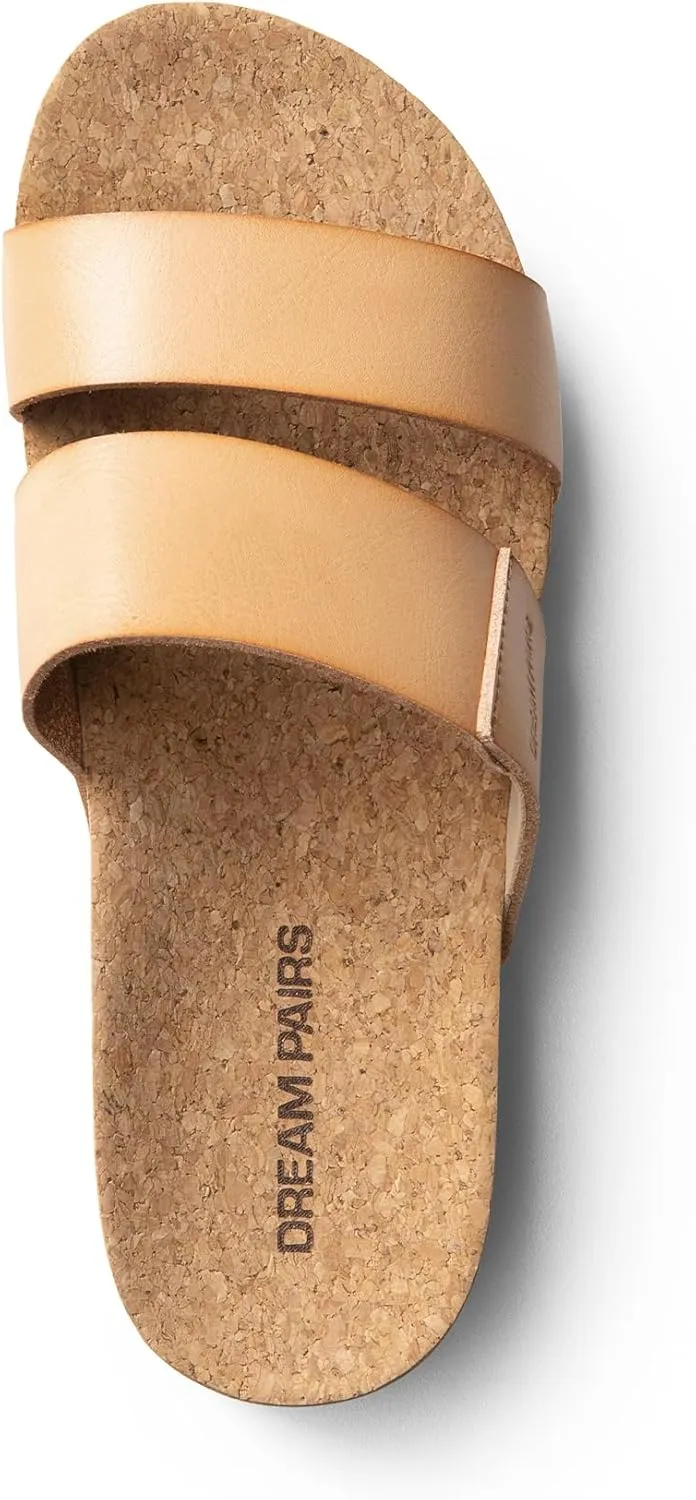 DREAM PAIRS Women's Platform Slides Sandals Comfortable Arch Support Footbed Two Strap Slip-on Fashion Beach Wedge Sandals