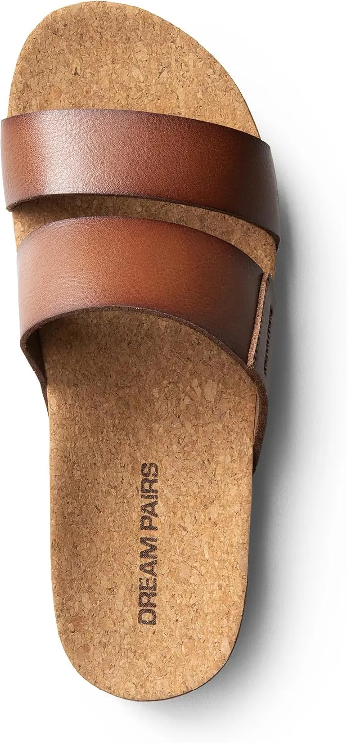 DREAM PAIRS Women's Platform Slides Sandals Comfortable Arch Support Footbed Two Strap Slip-on Fashion Beach Wedge Sandals