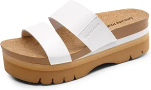 DREAM PAIRS Women's Platform Slides Sandals Comfortable Arch Support Footbed Two Strap Slip-on Fashion Beach Wedge Sandals
