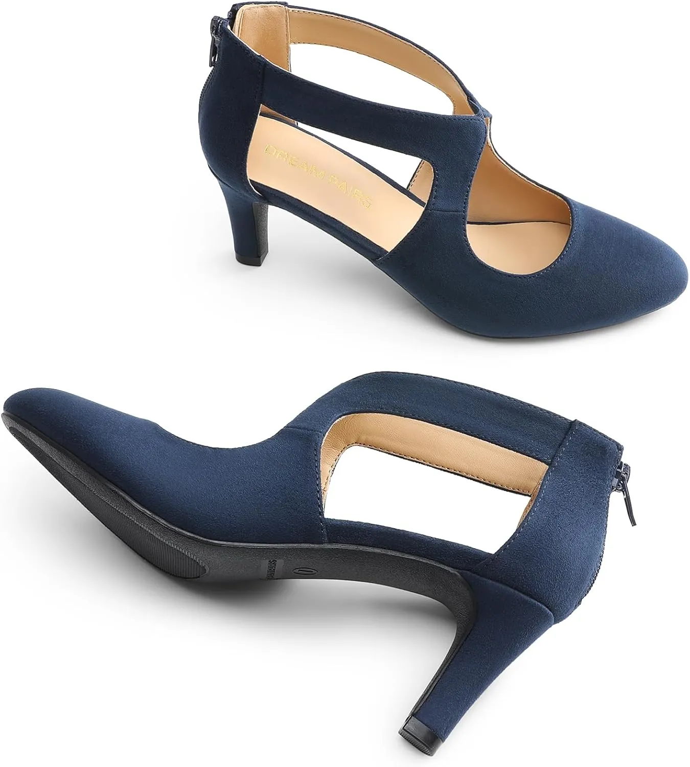 DREAM PAIRS Women's Pumps Closed Pointed Toe Kitten Heels Elegant Party Wedding Dress Shoes for Women