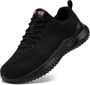DYKHMILY Steel Toe Shoes for Men Lightweight Work Shoes Comfortable Safety Shoes Air Cushion Construction Shoes