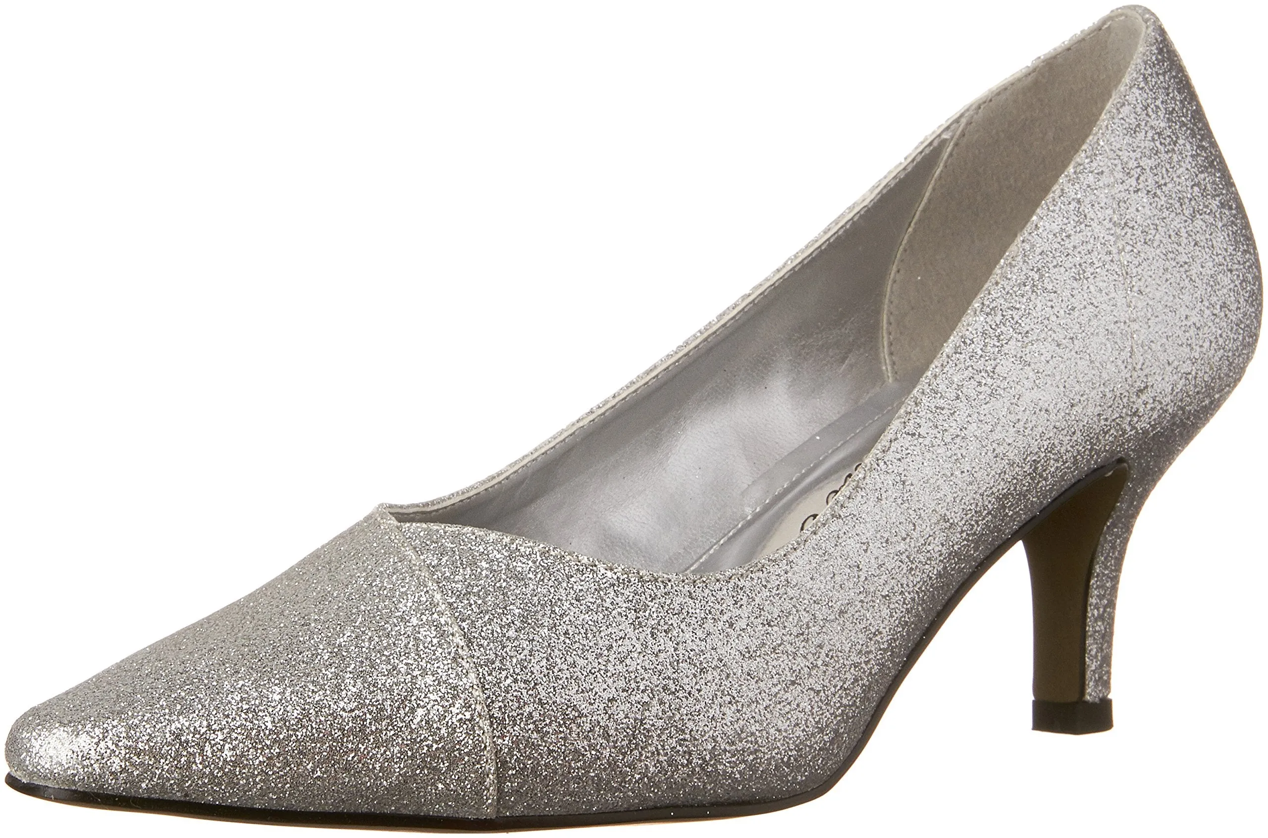 Easy Street Women's Chiffon Pointed Toe Pump,Silver Glitter,11 M US