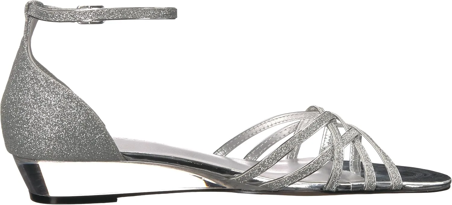 Easy Street Womens Tarrah Faux Leather Crossover Wedge Sandals