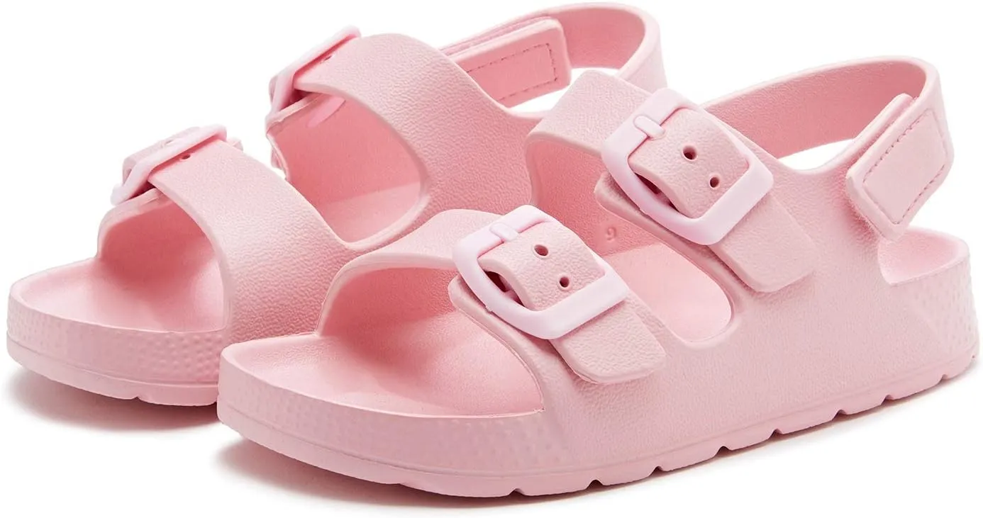 EasyStar Boys and Girls Lightweight Dual-Adjustable Sandal Buckles With Hook and Loop Heel Closure