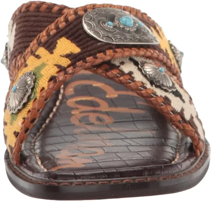 Edelman Sandals Slides Squared On Multi Flats Affordable Brown Sam Hagen Verified secure Slip Toe Open