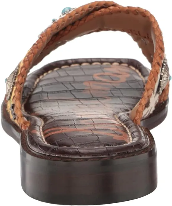Edelman Sandals Slides Squared On Multi Flats Affordable Brown Sam Hagen Verified secure Slip Toe Open