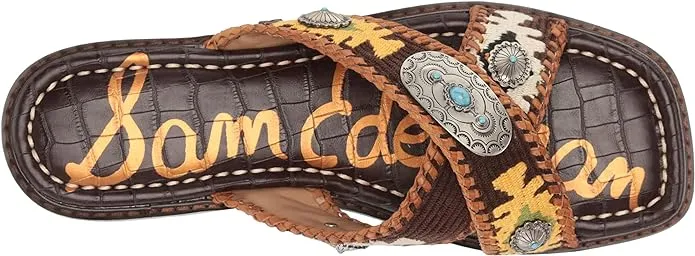 Edelman Sandals Slides Squared On Multi Flats Affordable Brown Sam Hagen Verified secure Slip Toe Open