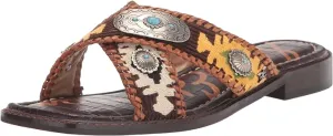 Edelman Sandals Slides Squared On Multi Flats Affordable Brown Sam Hagen Verified secure Slip Toe Open