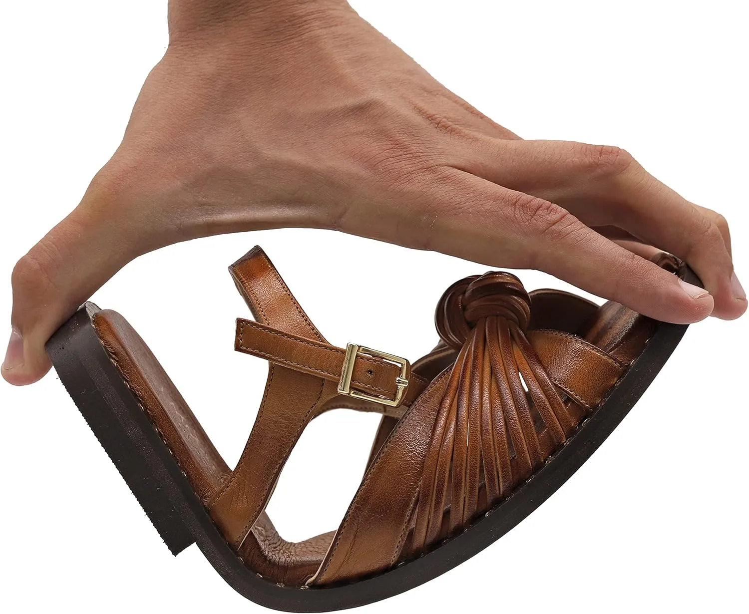 Emmanuela Comfortable Toe Ring Leather Sandals with Olive Leaves, Cushioned Insole Flat Slide on Dressy Summer Shoes for Women, Greek Quality Slide on Leather Sandals