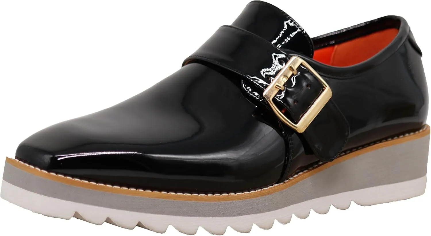 Enzo Romeo FREL Men's Patent Monk Strap Buckle Slip On Loafer Dress Shoes