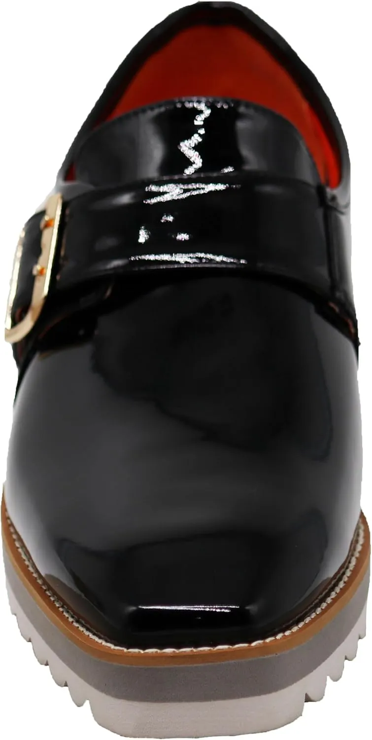 Enzo Romeo FREL Men's Patent Monk Strap Buckle Slip On Loafer Dress Shoes