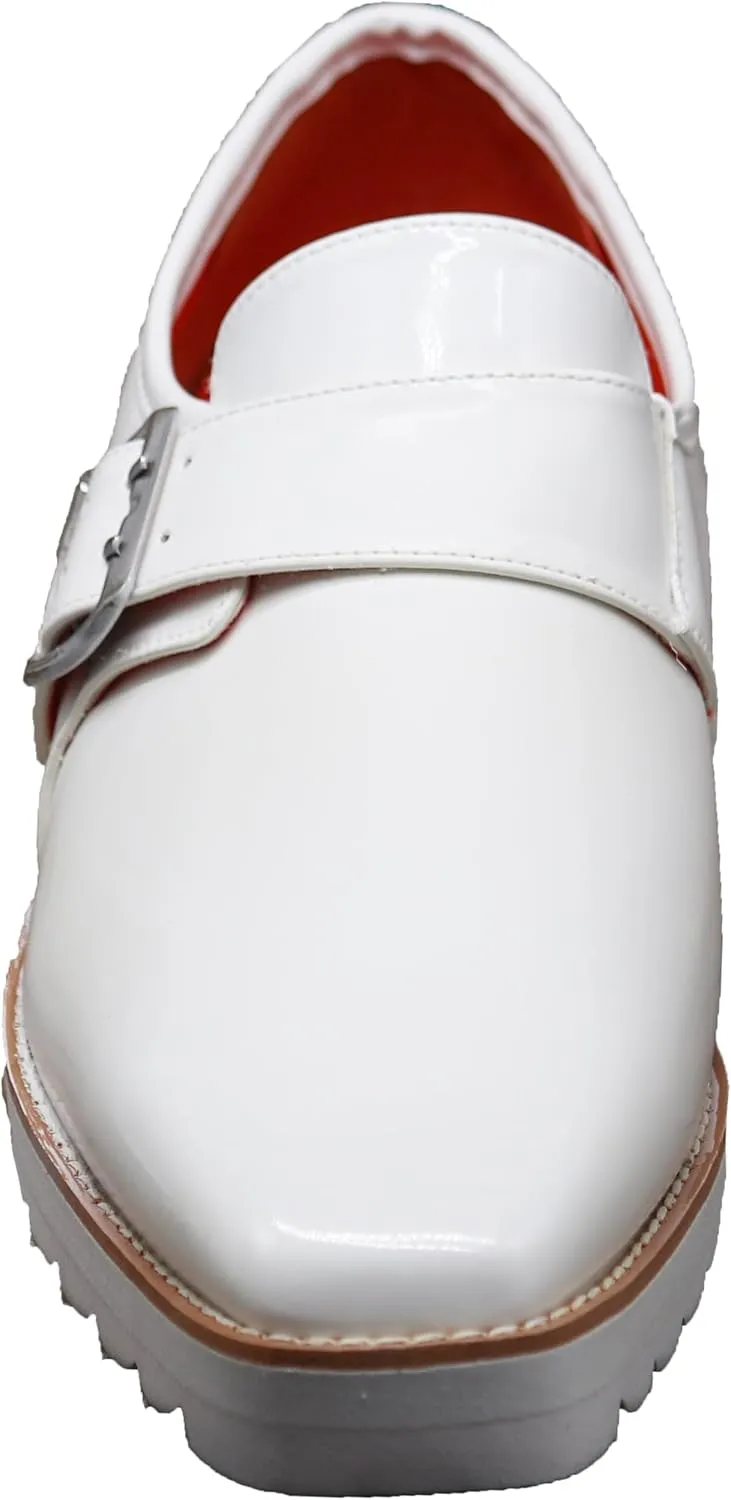 Enzo Romeo FREL Men's Patent Monk Strap Buckle Slip On Loafer Dress Shoes