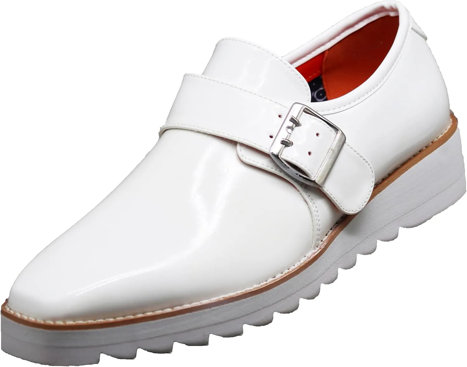 Enzo Romeo FREL Men's Patent Monk Strap Buckle Slip On Loafer Dress Shoes