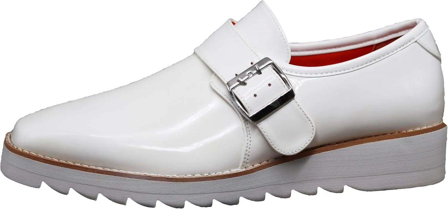 Enzo Romeo FREL Men's Patent Monk Strap Buckle Slip On Loafer Dress Shoes