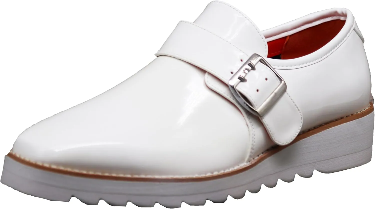 Enzo Romeo FREL Men's Patent Monk Strap Buckle Slip On Loafer Dress Shoes