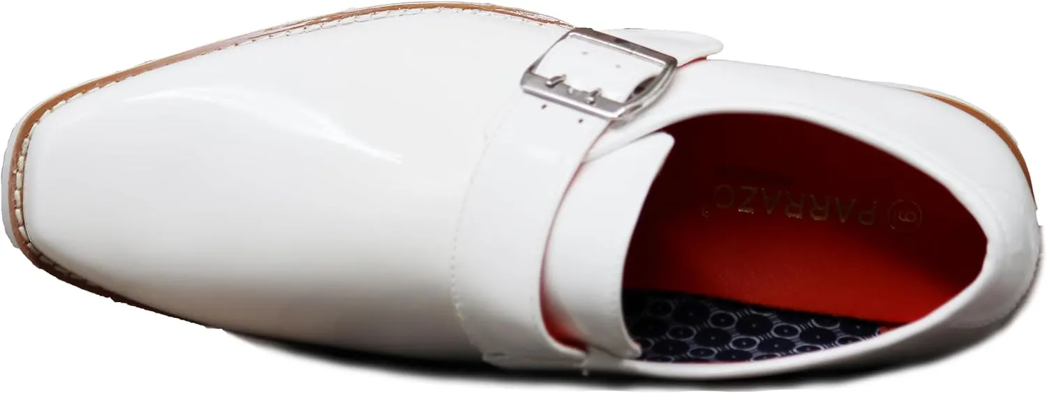 Enzo Romeo FREL Men's Patent Monk Strap Buckle Slip On Loafer Dress Shoes
