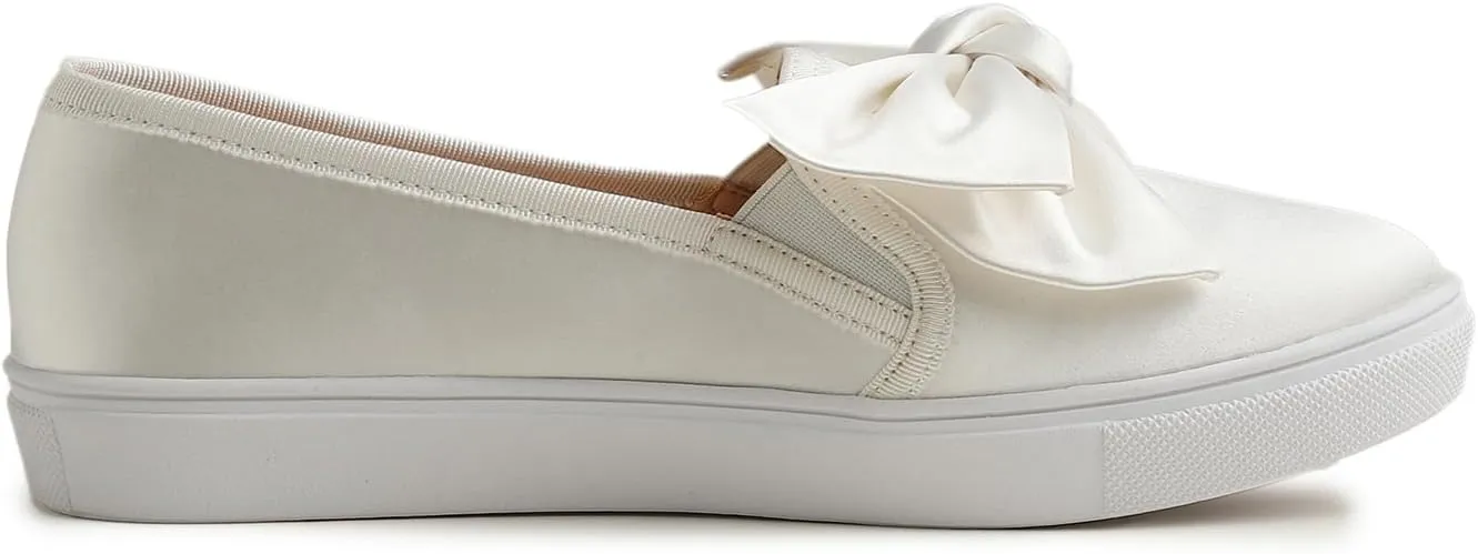 FEVERSOLE Women's Casual Slip On Sneaker Fashion Bow Tie Loafer Flats