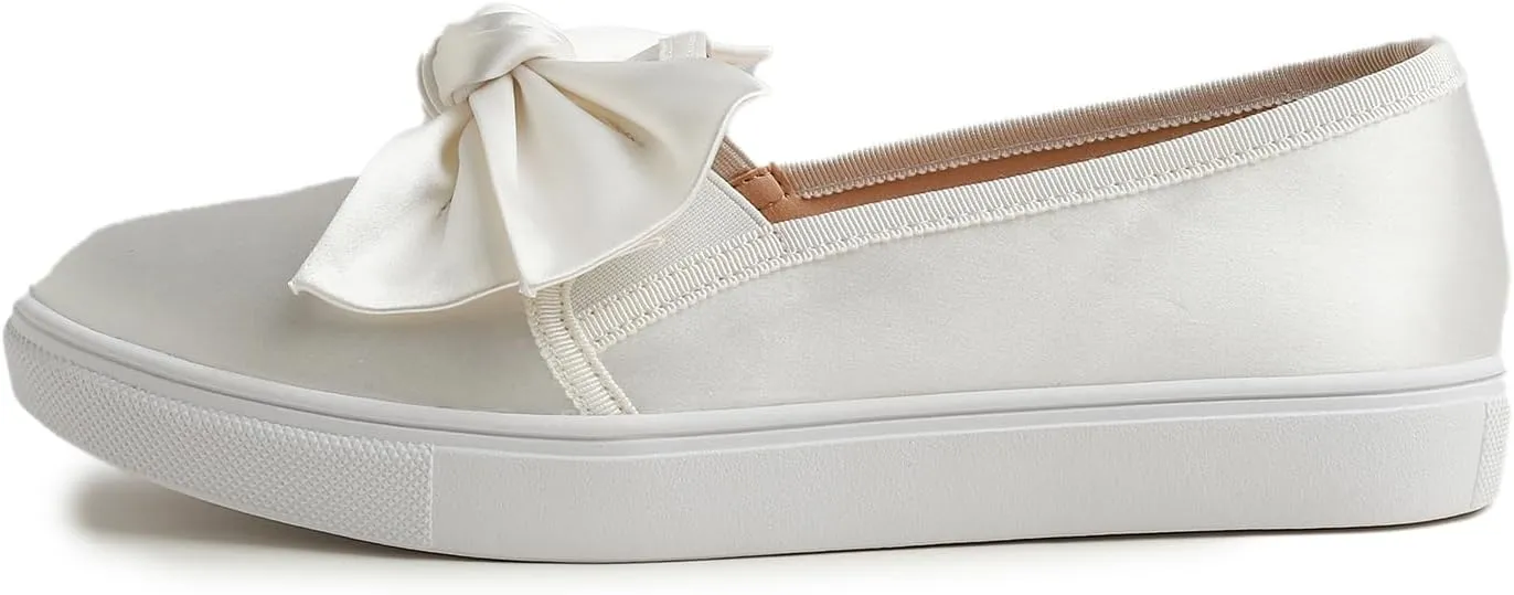 FEVERSOLE Women's Casual Slip On Sneaker Fashion Bow Tie Loafer Flats